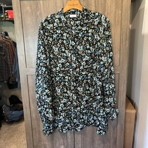 J Jill XL Button Tunic Top Layered Floral Shirt Long Sleeve